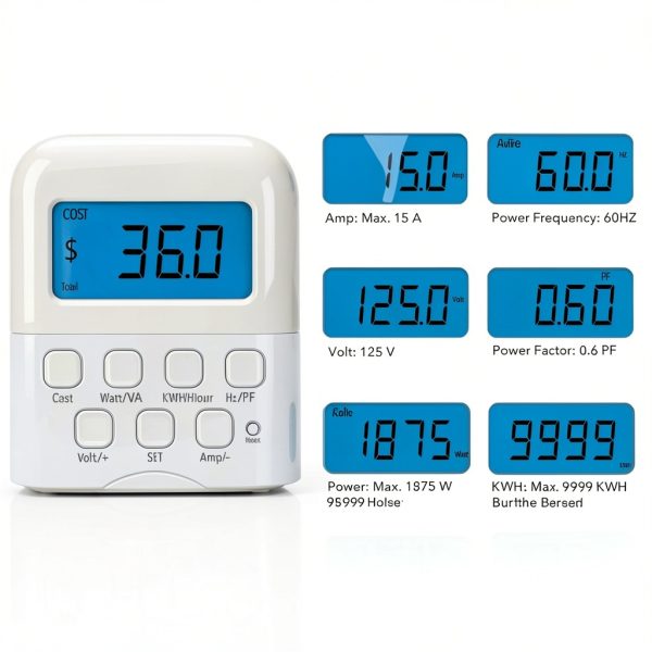 HBN Watt Meter Plug Energy Monitor Backlit Display-1