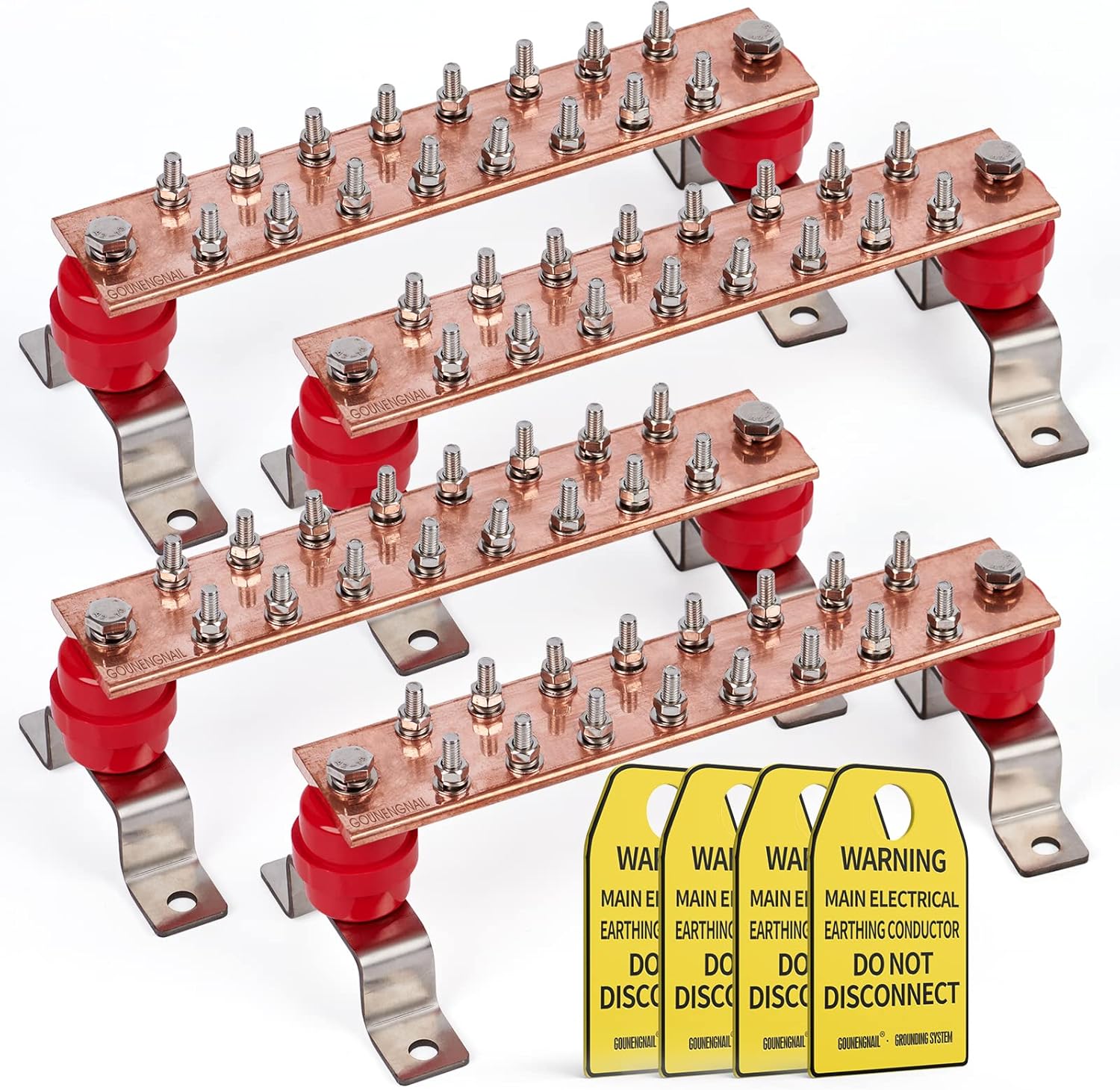GOUNENGNAIL copper ground bar mounted in an electrical panel