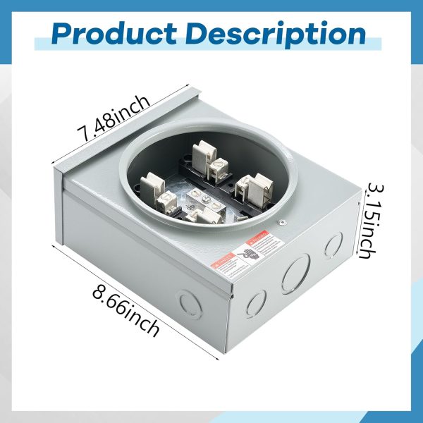 Relaxweex 100A Meter Socket 4 Jaw Galvanized Steel-1