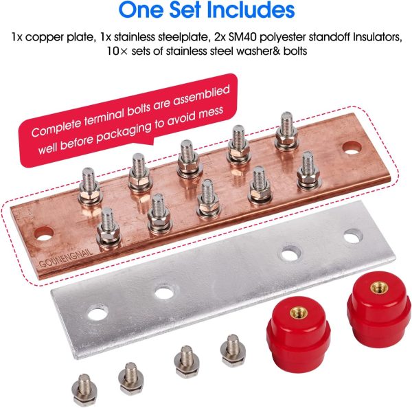 GOUNENGNAIL Ground Bar 10‑Pos Wall Mount 7kV-1