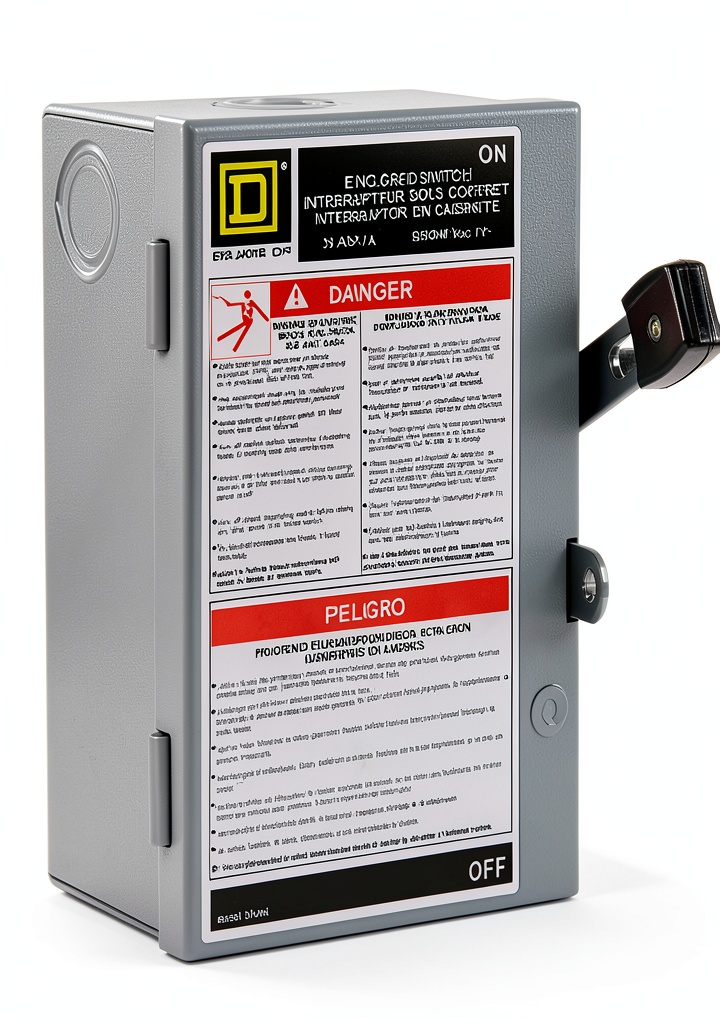 Schneider Electric safety switch mounted on a DIN rail in an electrical panel