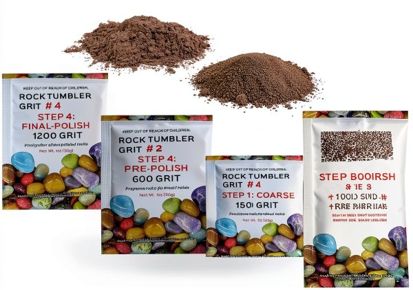 Enhanced Rock Tumbler Grit & Polish Refill Kit KomeStone 4 Step Pack-0